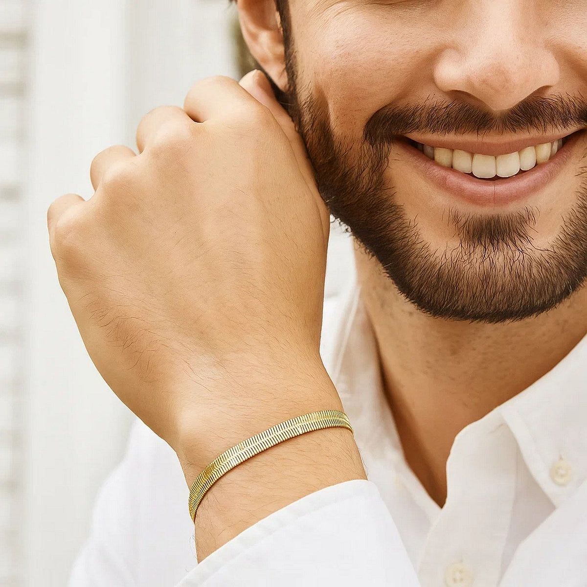 Imperial Herringbone Bracelet in 10k Yellow Gold (3.8 mm) - LinkagejewelrydesignLinkagejewelrydesign