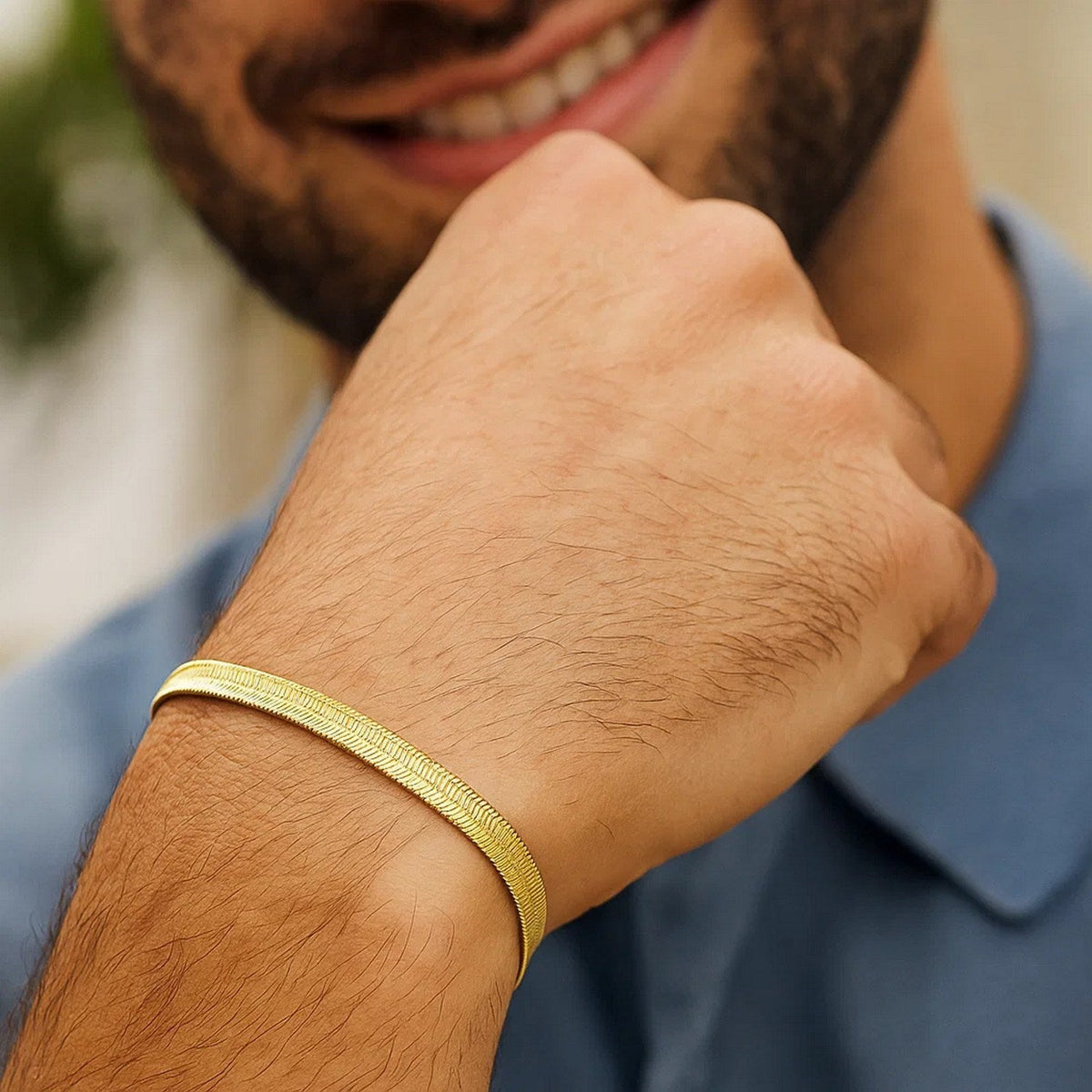 Imperial Herringbone Bracelet in 10k Yellow Gold (3.8 mm) - LinkagejewelrydesignLinkagejewelrydesign