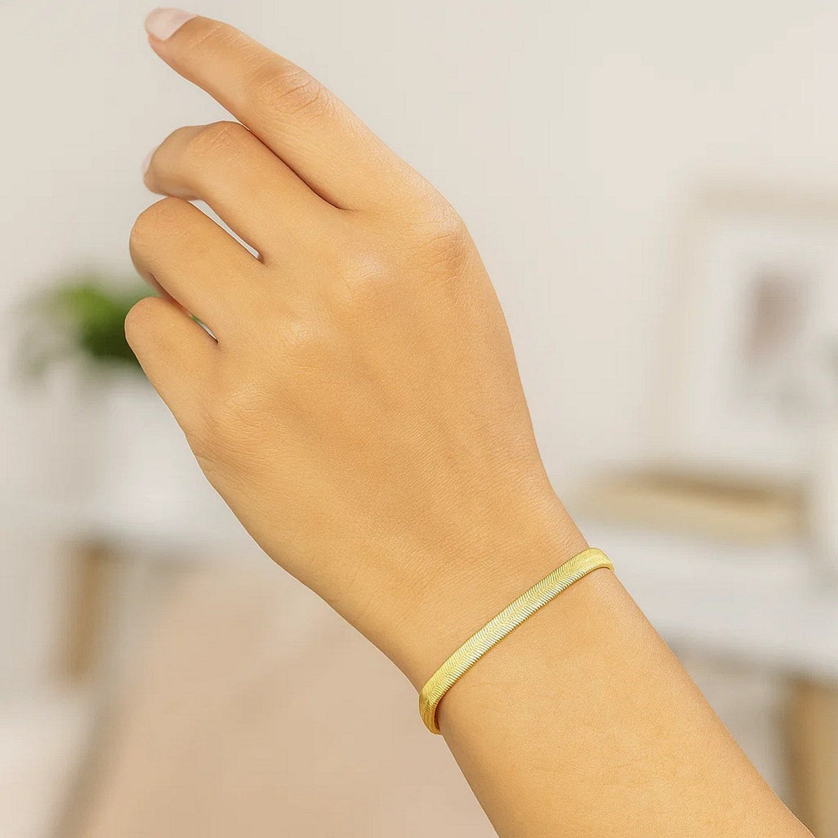 Imperial Herringbone Bracelet in 10k Yellow Gold (4.6 mm) - LinkagejewelrydesignLinkagejewelrydesign