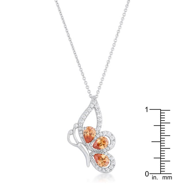 Karen 2.8ct Champagne CZ Rhoidum Butterfly Drop Necklace - LinkagejewelrydesignLinkagejewelrydesign