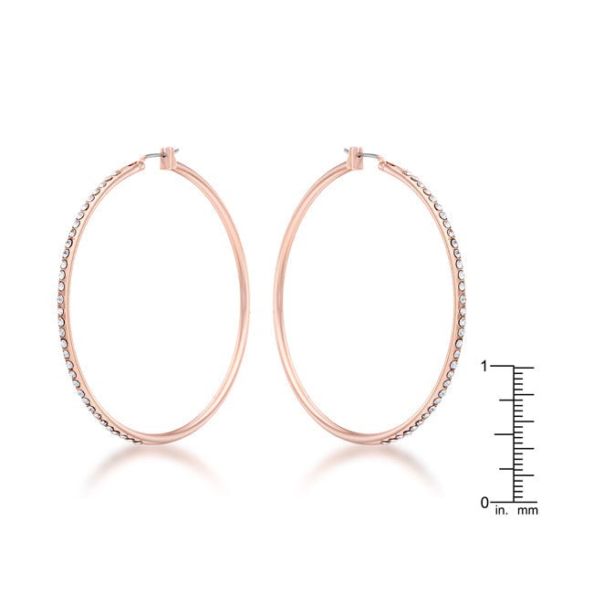 Large Rosegold Hoop Earrings with Crystals - LinkagejewelrydesignLinkagejewelrydesign