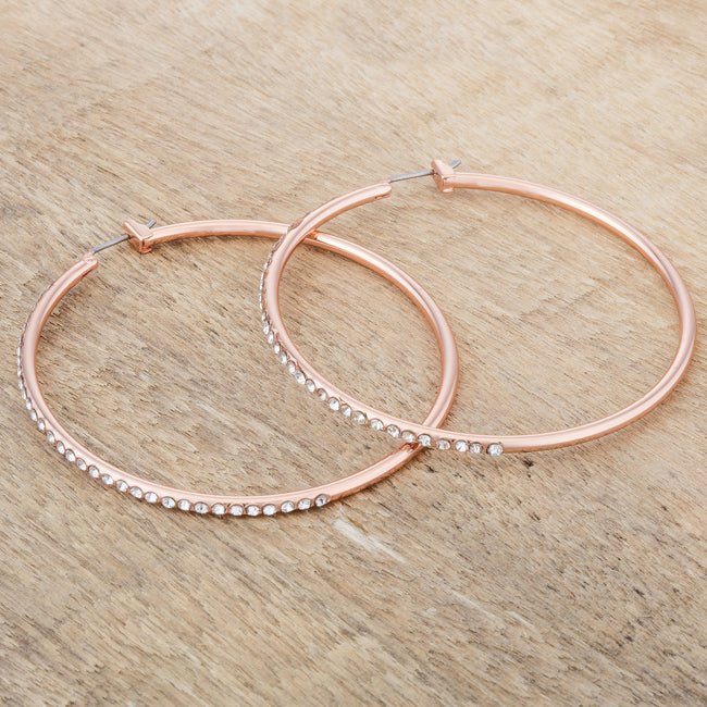 Large Rosegold Hoop Earrings with Crystals - LinkagejewelrydesignLinkagejewelrydesign