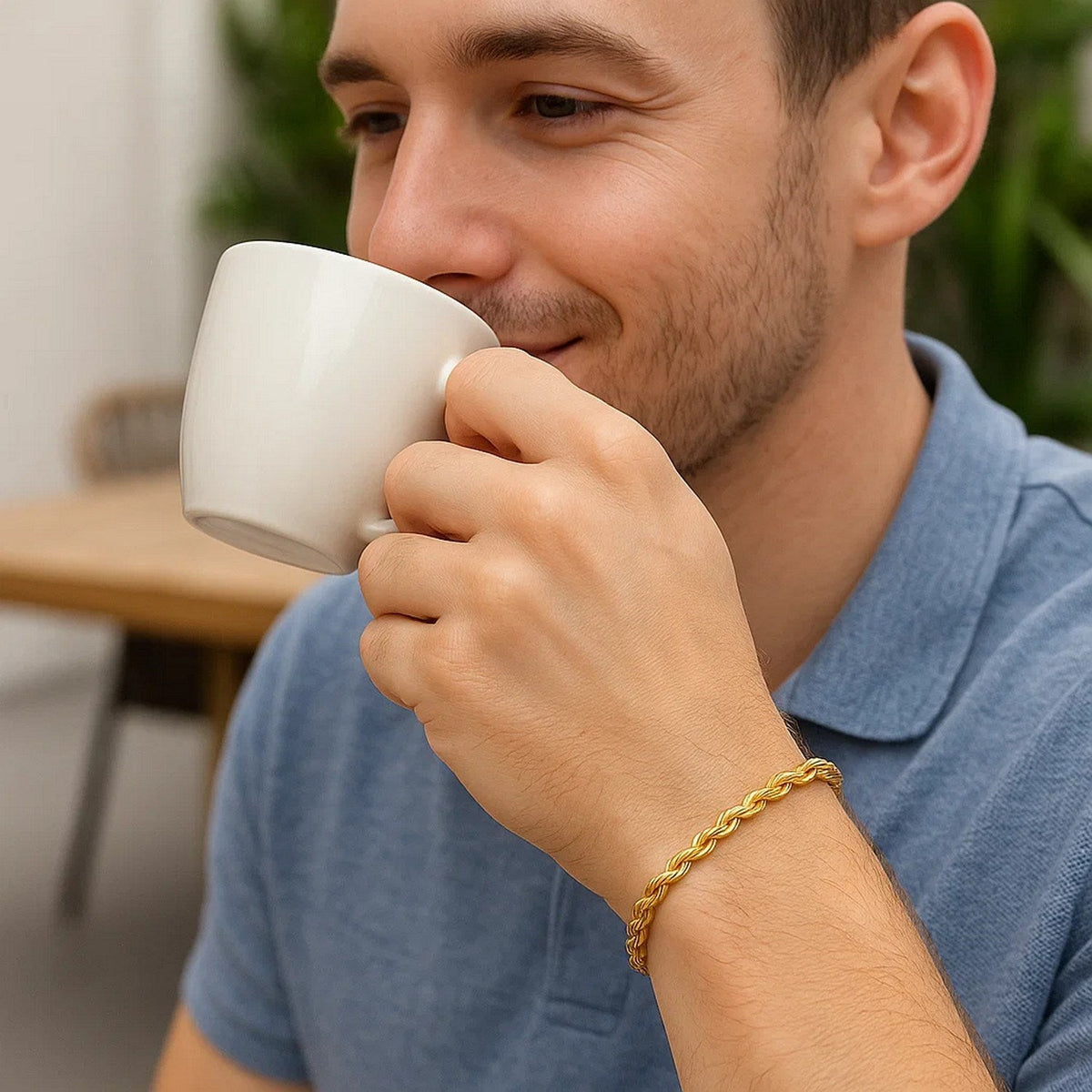 Lite Rope Chain Bracelet in 10k Yellow Gold (4.00 mm) - LinkagejewelrydesignLinkagejewelrydesign