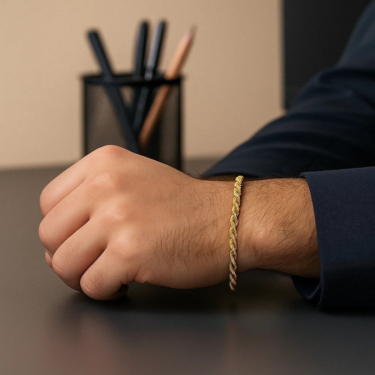 Lite Rope Chain Bracelet in 10k Yellow Gold (4.00 mm) - LinkagejewelrydesignLinkagejewelrydesign