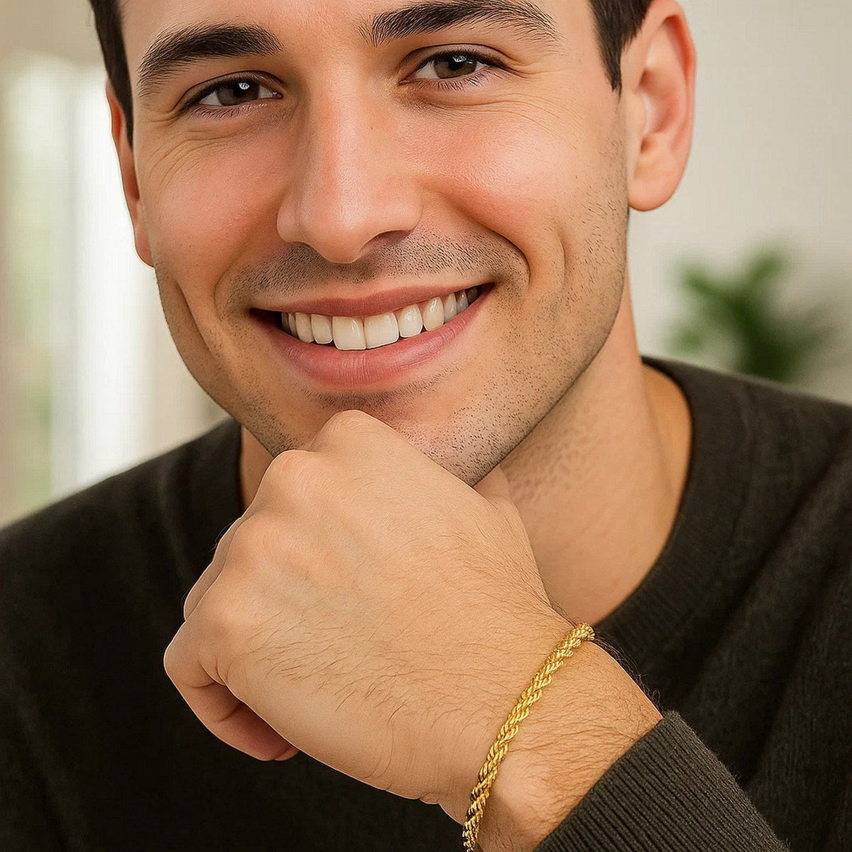 Lite Rope Chain Bracelet in 10k Yellow Gold (4.00 mm) - LinkagejewelrydesignLinkagejewelrydesign