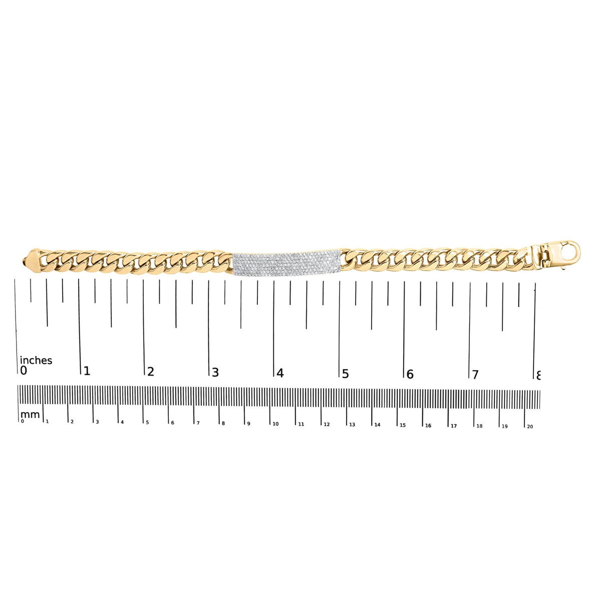 Men's 10K Yellow Gold 1 1/2 Cttw Diamond ID Cuban Bracelet (I - J Color, I2 - I3 Clarity) - 8.5 Inches - LinkagejewelrydesignLinkagejewelrydesign