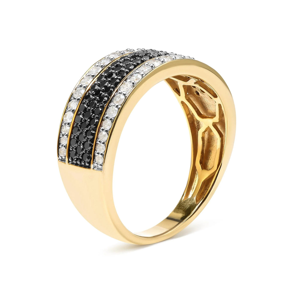 Men&#39;s 10K Yellow Gold 1 1/4 Cttw White and Black Diamond Cluster Ring (Black Color, I2 - I3 Clarity) - LinkagejewelrydesignLinkagejewelrydesign