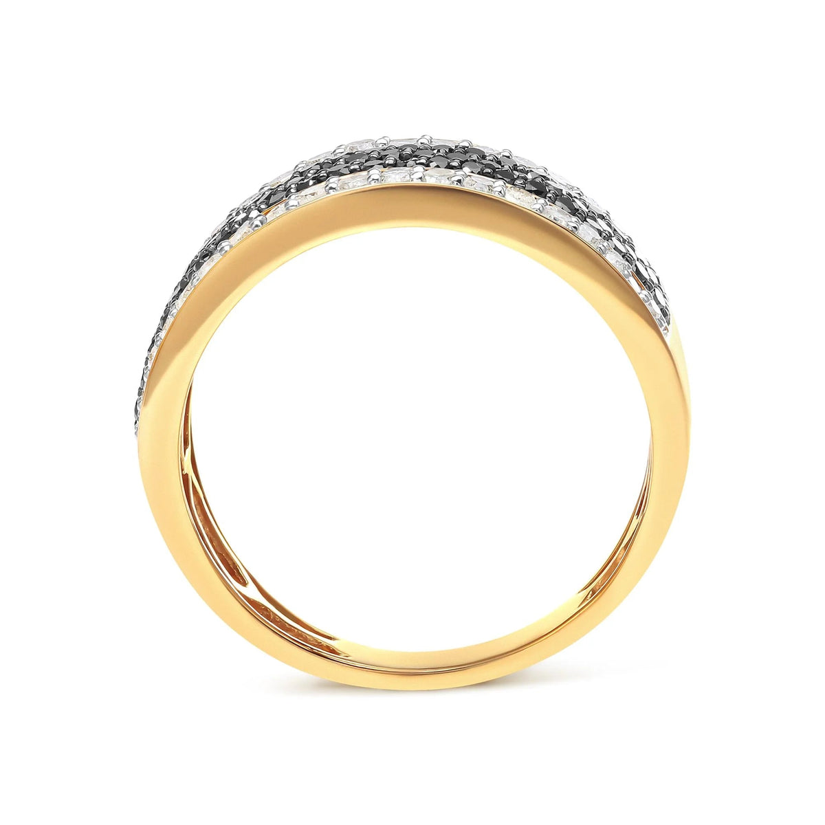 Men&#39;s 10K Yellow Gold 1 1/4 Cttw White and Black Diamond Cluster Ring (Black Color, I2 - I3 Clarity) - LinkagejewelrydesignLinkagejewelrydesign