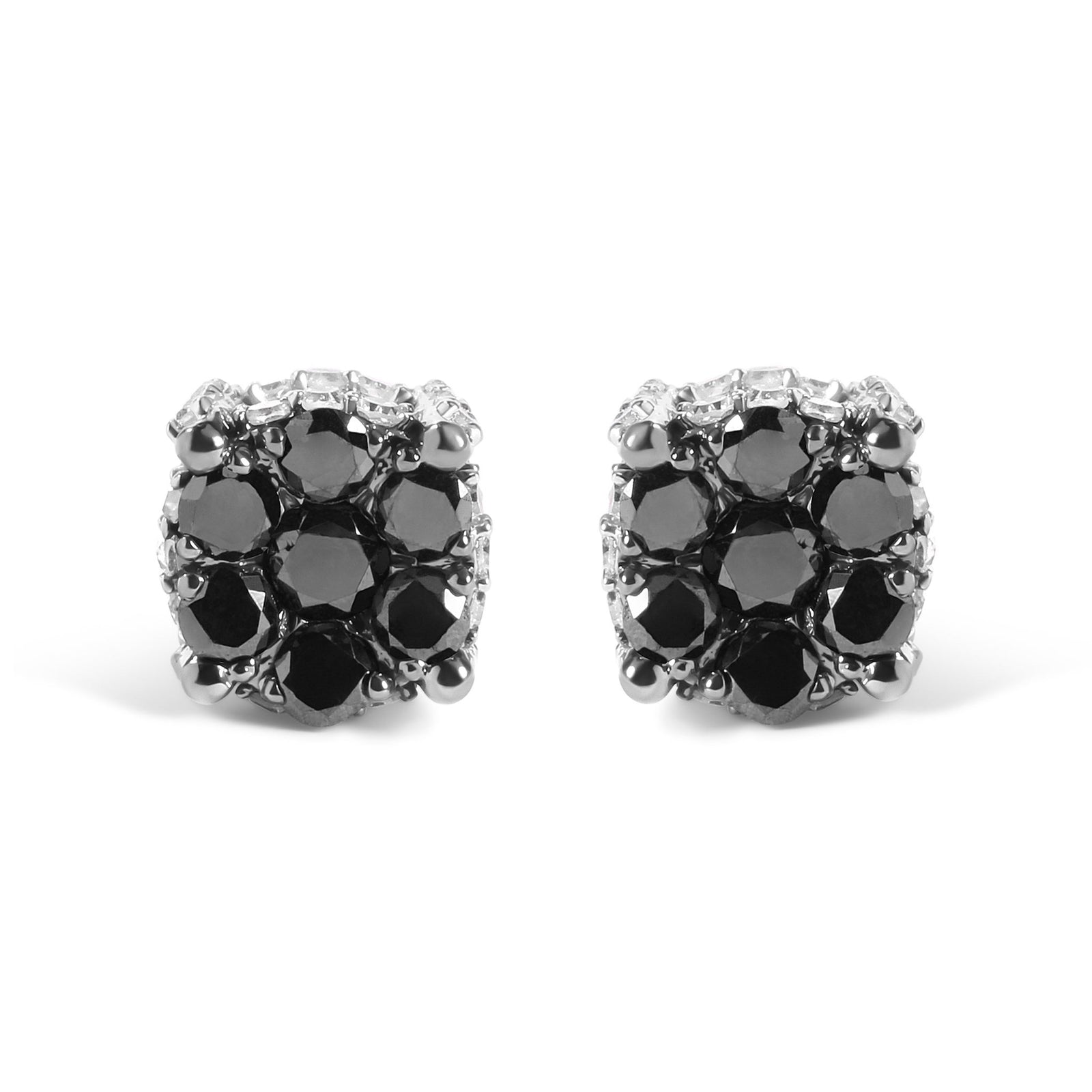 Men's 10K Yellow Gold 1.00 Cttw White and Black Treated Diamond Earring (Black / I - J Color, I2 - I3 Clarity) - LinkagejewelrydesignLinkagejewelrydesign