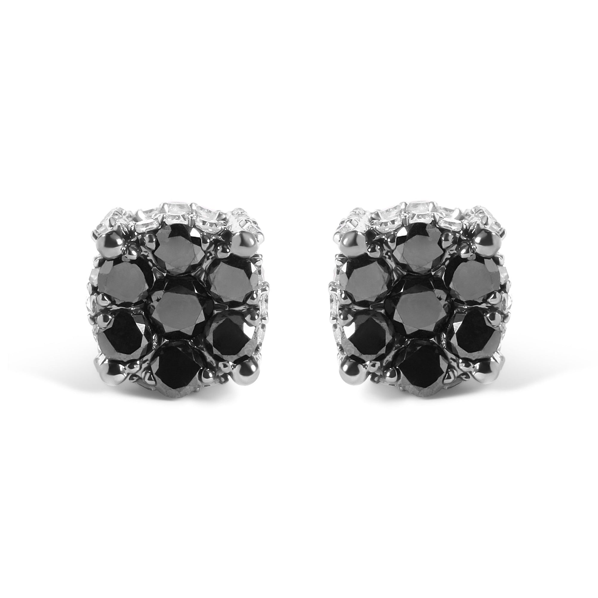 Men's 10K Yellow Gold 1.00 Cttw White and Black Treated Diamond Earring (Black / I - J Color, I2 - I3 Clarity) - LinkagejewelrydesignLinkagejewelrydesign