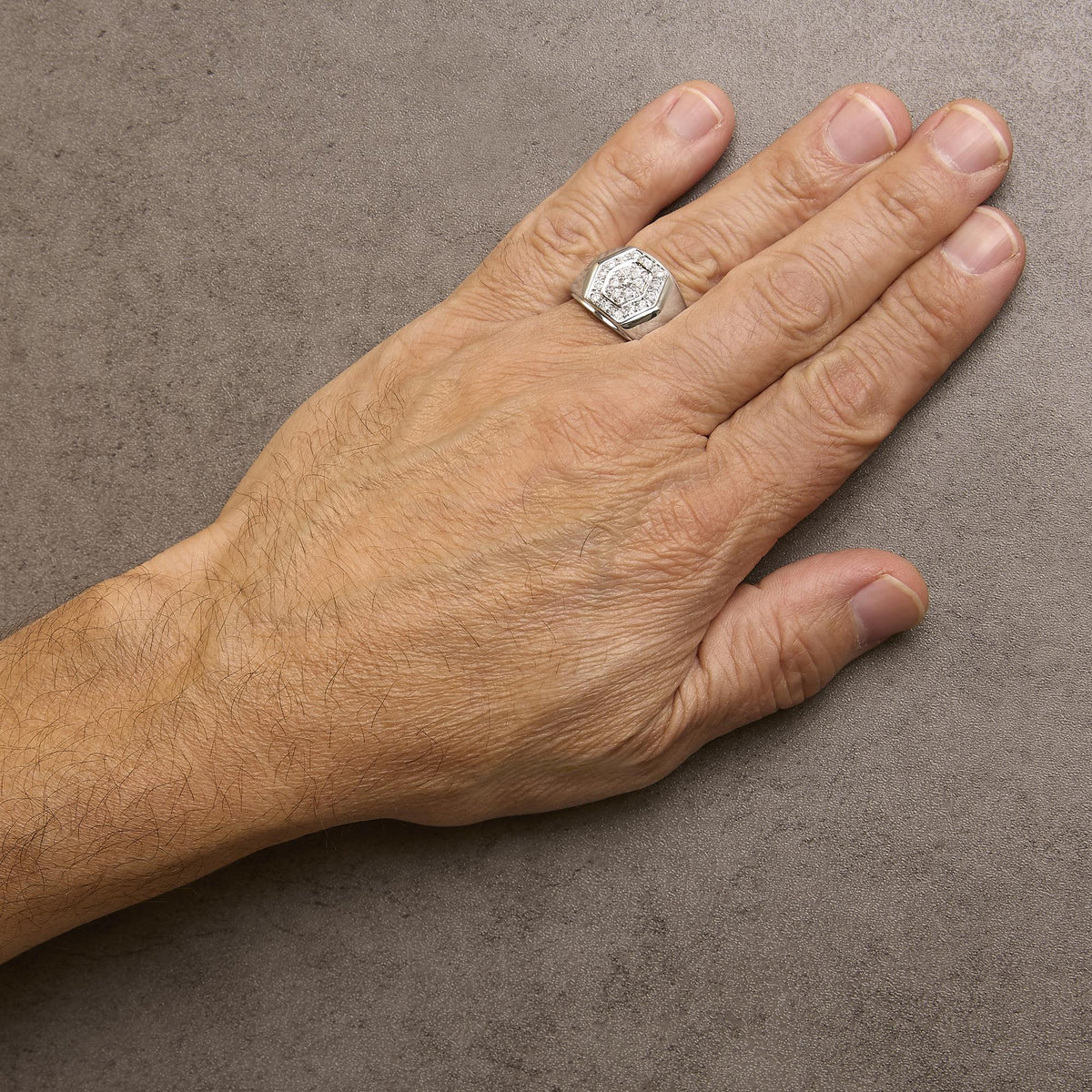 Men's .925 Sterling Silver 1/2 Cttw Multi - Diamond Hexagon Frame Ring (I - J Color, I3 Clarity) - LinkagejewelrydesignLinkagejewelrydesign