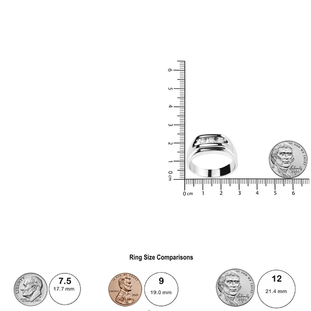 Men&#39;s .925 Sterling Silver 1/3 Cttw Diamond Channel Set 3 Stone Ring Band (I - J Color, I3 Clarity) - LinkagejewelrydesignLinkagejewelrydesign