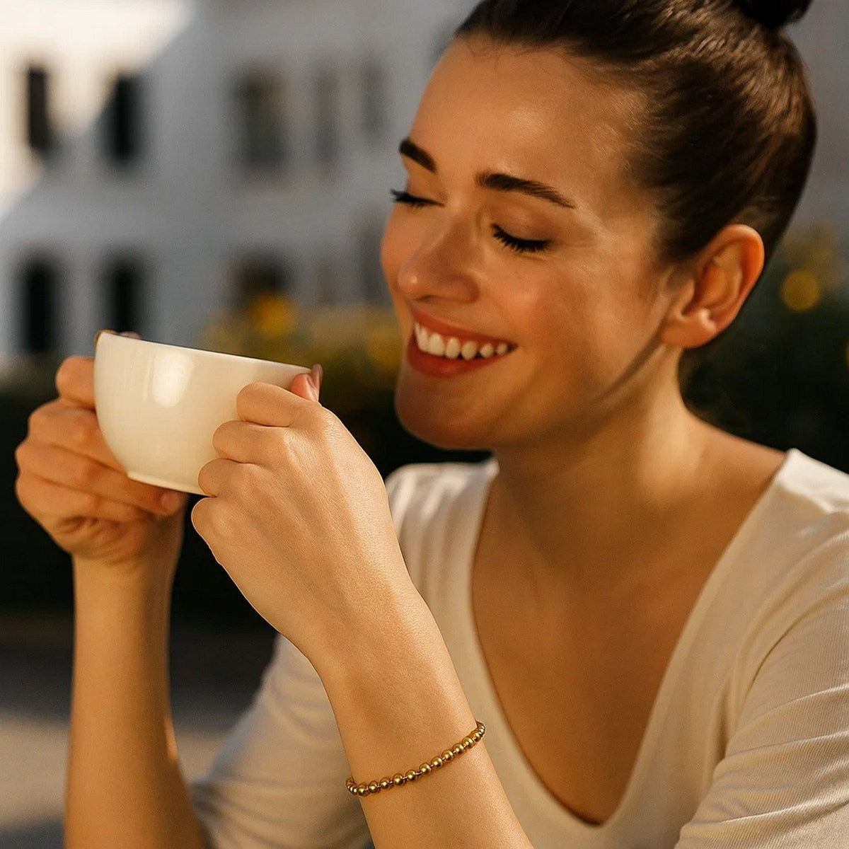 Moon Cut Bead Chain Bracelet in 14k Yellow Gold (4.00 mm) - LinkagejewelrydesignLinkagejewelrydesign