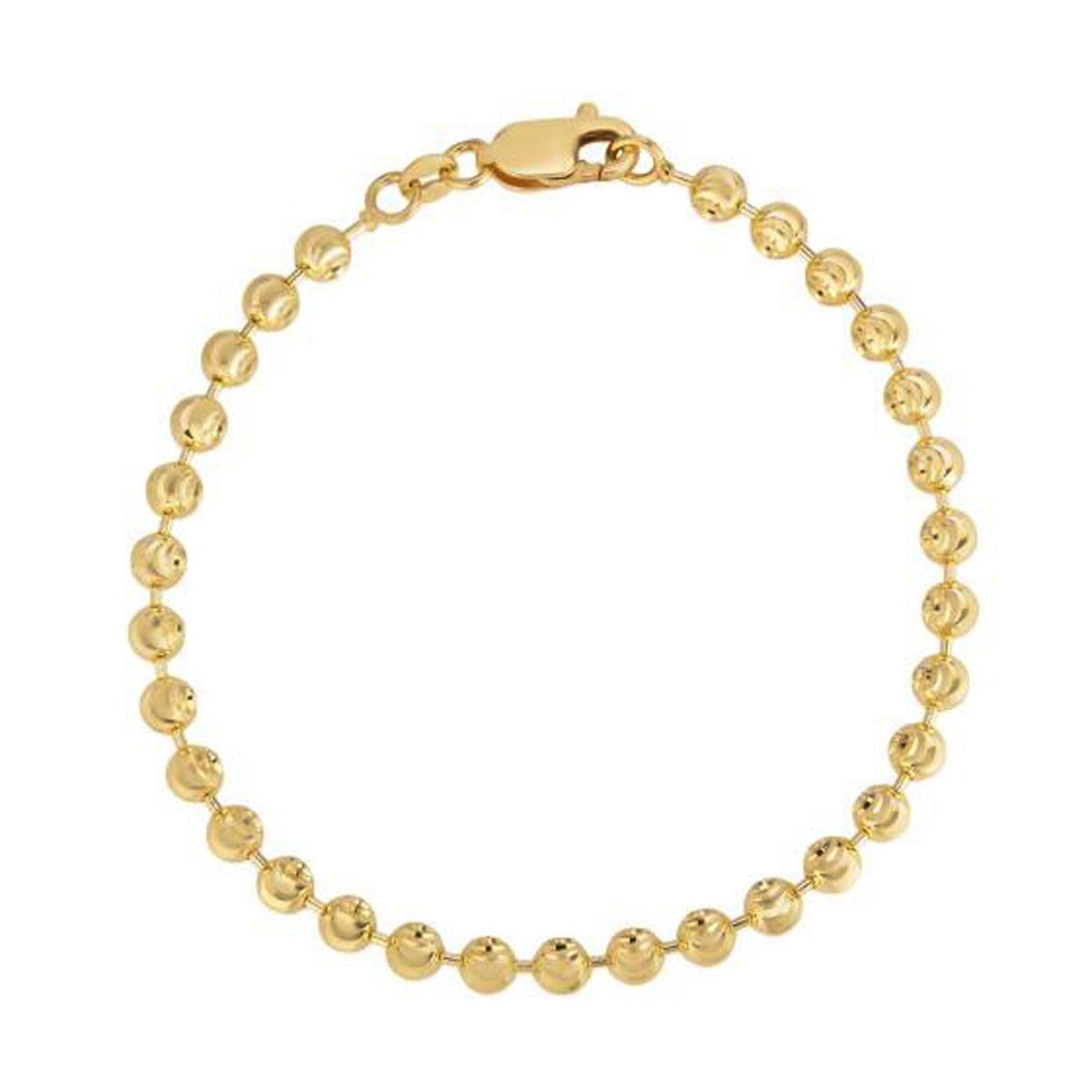 Moon Cut Bead Chain Bracelet in 14k Yellow Gold (4.00 mm) - LinkagejewelrydesignLinkagejewelrydesign