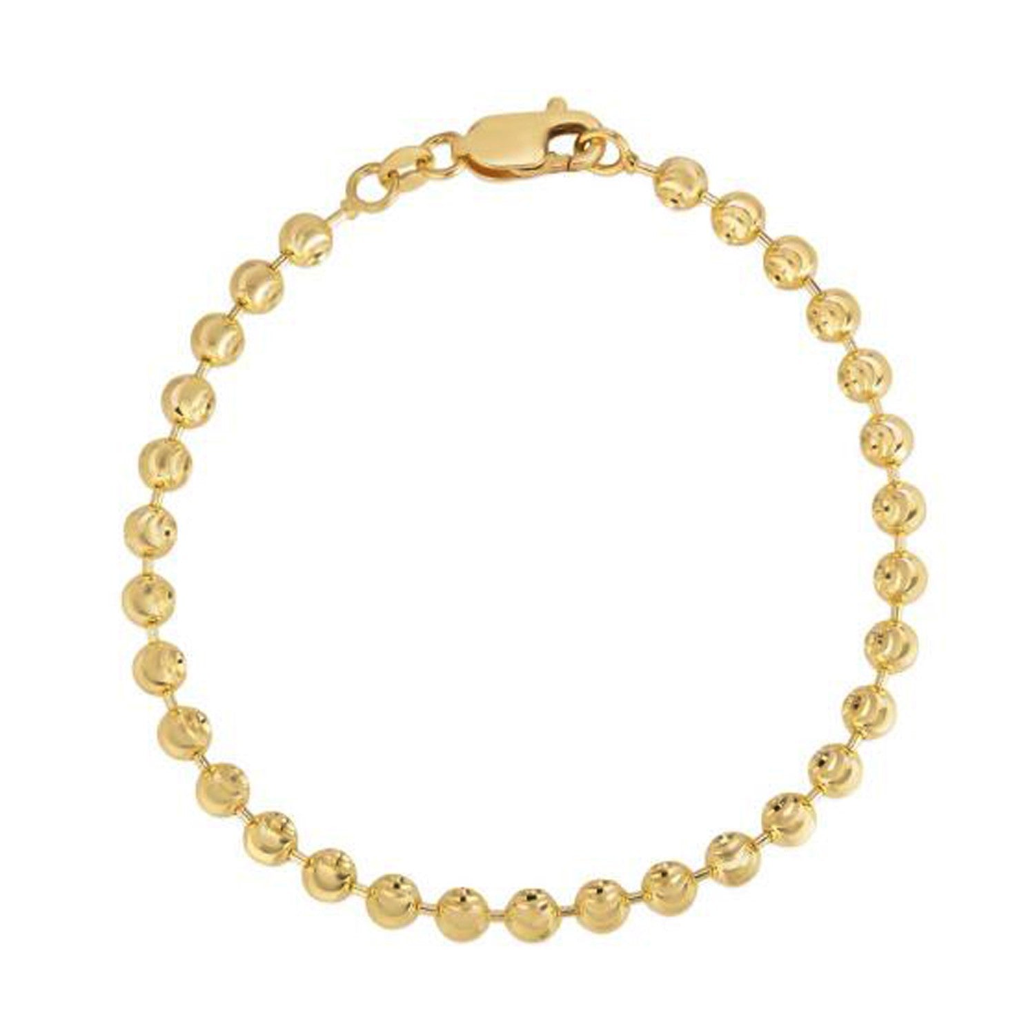 Moon Cut Bead Chain Bracelet in 14k Yellow Gold (4.00 mm) - LinkagejewelrydesignLinkagejewelrydesign
