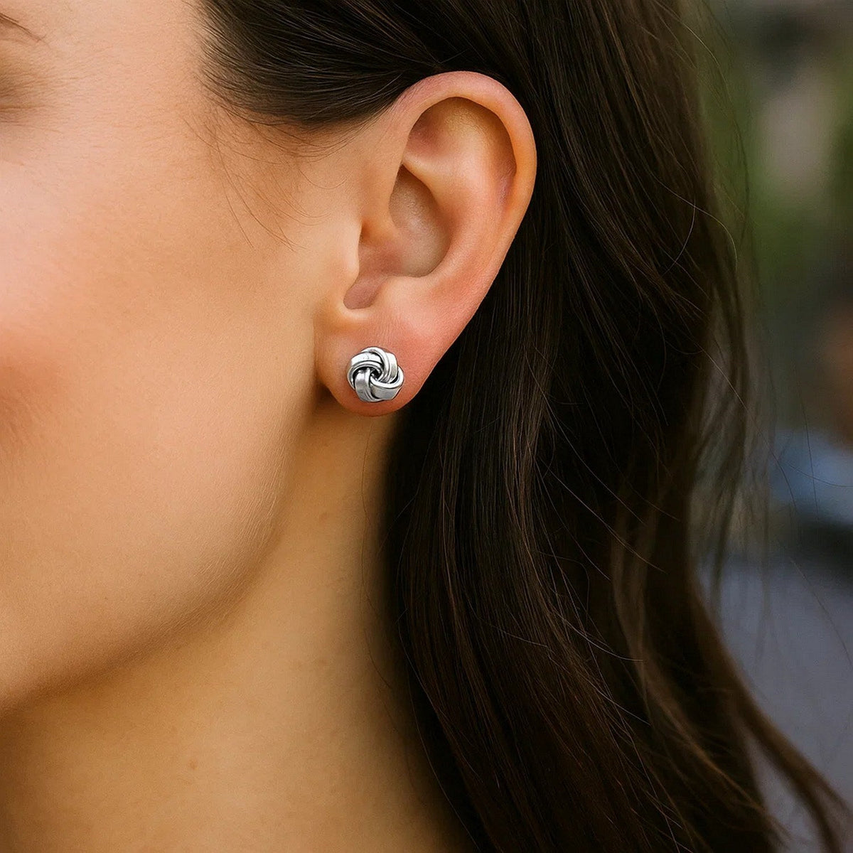 Petite Sterling Silver Polished Love Knot Earrings - LinkagejewelrydesignLinkagejewelrydesign