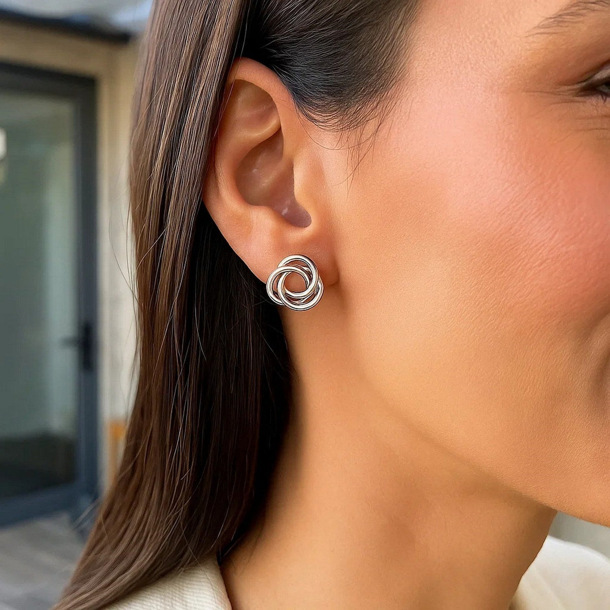 Polished Open Love Knot Earrings in Sterling Silver - LinkagejewelrydesignLinkagejewelrydesign