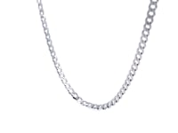 Rhodium Plated 3.0mm Sterling Silver Curb Style Chain