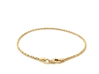 14k Yellow Gold Solid Diamond Cut Rope Bracelet 1.5mm