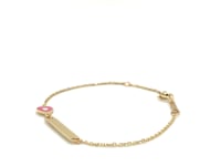 14k Yellow Gold 5 1/2 inch Childrens ID Bracelet with Enameled Heart