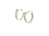 Sterling Silver Oval Hoop Earrings with Cubic Zirconias