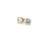 14k Yellow Gold Stud Earrings with White Hue Faceted Cubic Zirconia