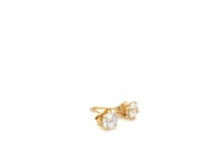 14k Yellow Gold Stud Earrings with White Hue Faceted Cubic Zirconia