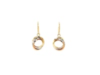 14k Tri-Color Gold Open Entwined Ring Earrings