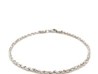 2.25mm 14k White Gold Solid Diamond Cut Rope Bracelet