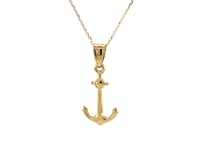 14k Yellow Gold Cable Chain with Anchor Pendant