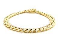 7.5mm 14k Yellow Gold Semi Solid Miami Cuban Bracelet