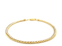 Two-Toned Fine Wheat Chain Bracelet in 10k Yellow and White Gold (3.00 mm)