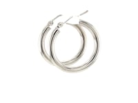 14k White Gold Polished Hoop Earrings (25 mm)