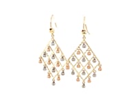 Textured Chandelier Earrings with Ball Drops in 14k Tri Color Gold