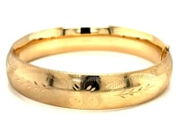 Classic Floral Carved Bangle in 14k Yellow Gold (13.5mm)