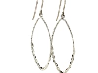 Sterling Silver Textured Marquise Motif Dangle Earrings