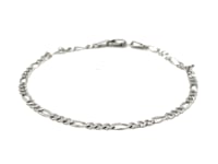 2.6mm 14k White Gold Solid Figaro Bracelet