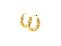 14k Yellow Gold Fancy Twist Hoop Earrings