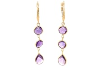 Drop Earrings with Round and Pear-Shaped Amethysts in 14k Yellow Gold