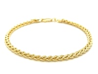 3.3mm 14k Yellow Gold Light Weight Wheat Bracelet 