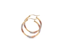 14k Tri-Color Textured Hoop Earrings (1inch Diameter)