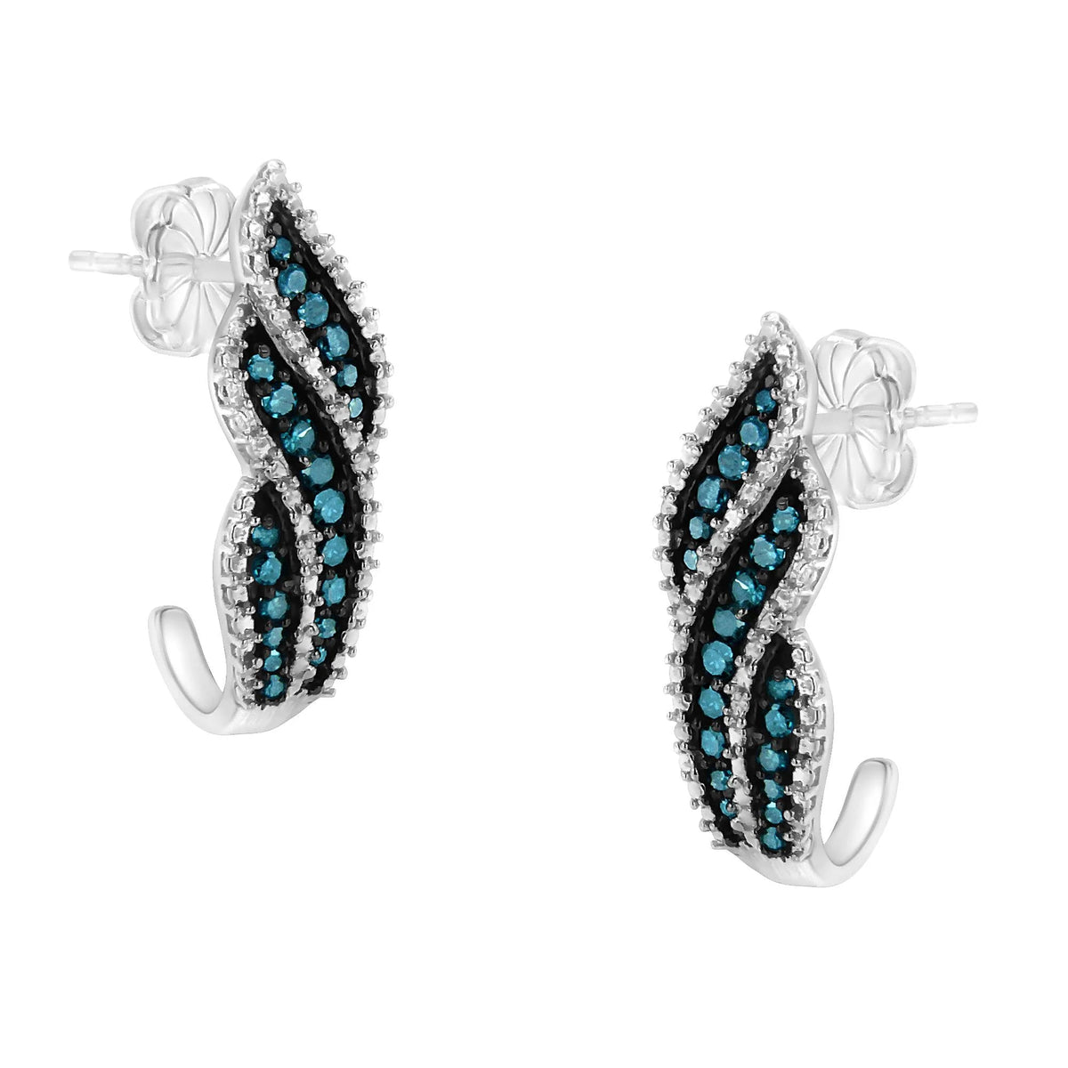 Rhodium over .925 Sterling Silver 1 - 1/2 Cttw Blue Diamond Pavé Ring, 18" Pendant Necklace, & Earrings Set (Enhanced Color, I1 - I2 Clarity) - LinkagejewelrydesignLinkagejewelrydesign