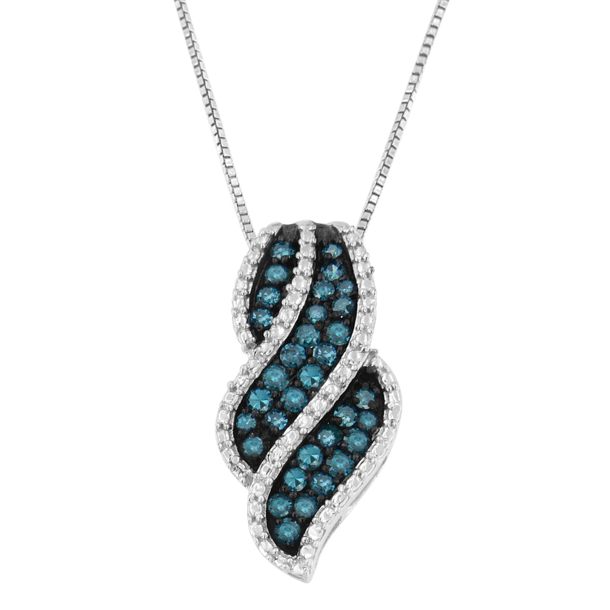 Rhodium over .925 Sterling Silver 1 - 1/2 Cttw Blue Diamond Pavé Ring, 18" Pendant Necklace, & Earrings Set (Enhanced Color, I1 - I2 Clarity) - LinkagejewelrydesignLinkagejewelrydesign
