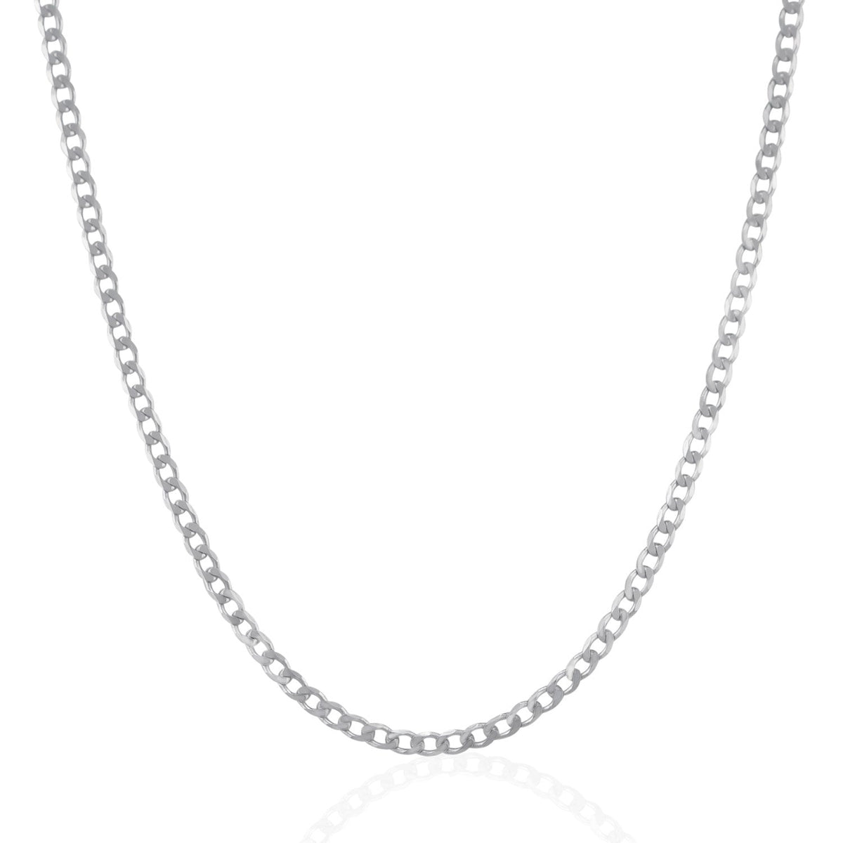 Rhodium Plated Sterling Silver Curb Style Chain (3.00 mm) - LinkagejewelrydesignLinkagejewelrydesign