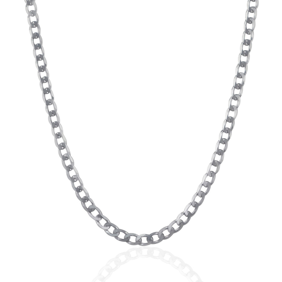 Rhodium Plated Sterling Silver Curb Style Chain (4.70 mm) - LinkagejewelrydesignLinkagejewelrydesign