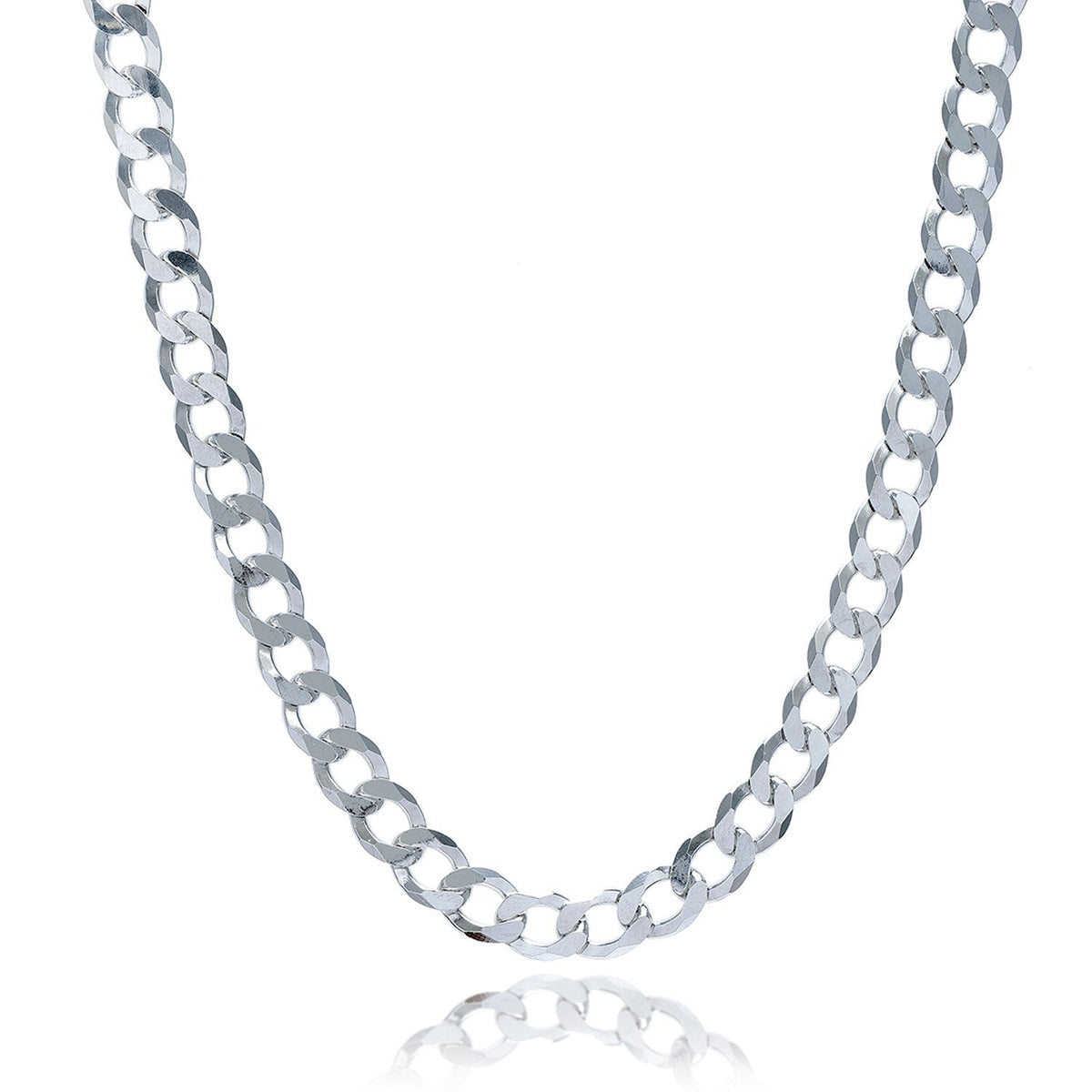Rhodium Plated Sterling Silver Curb Style Chain (7.90 mm) - LinkagejewelrydesignLinkagejewelrydesign