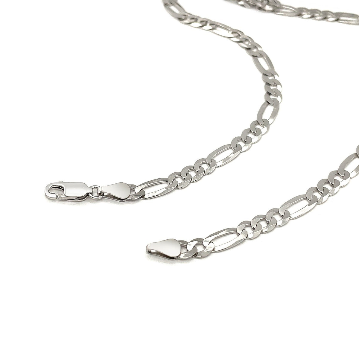 Rhodium Plated Sterling Silver Figaro Style Chain (5.40 mm) - LinkagejewelrydesignLinkagejewelrydesign
