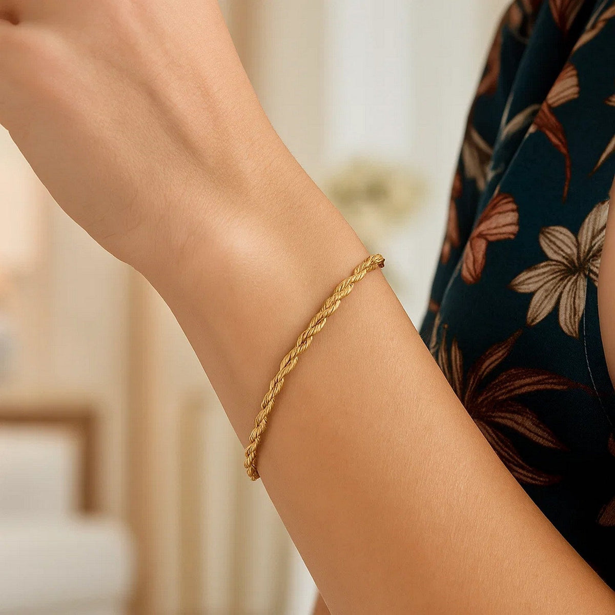 Silk Rope Chain Bracelet in 14k Yellow Gold (3.00 mm) - LinkagejewelrydesignLinkagejewelrydesign