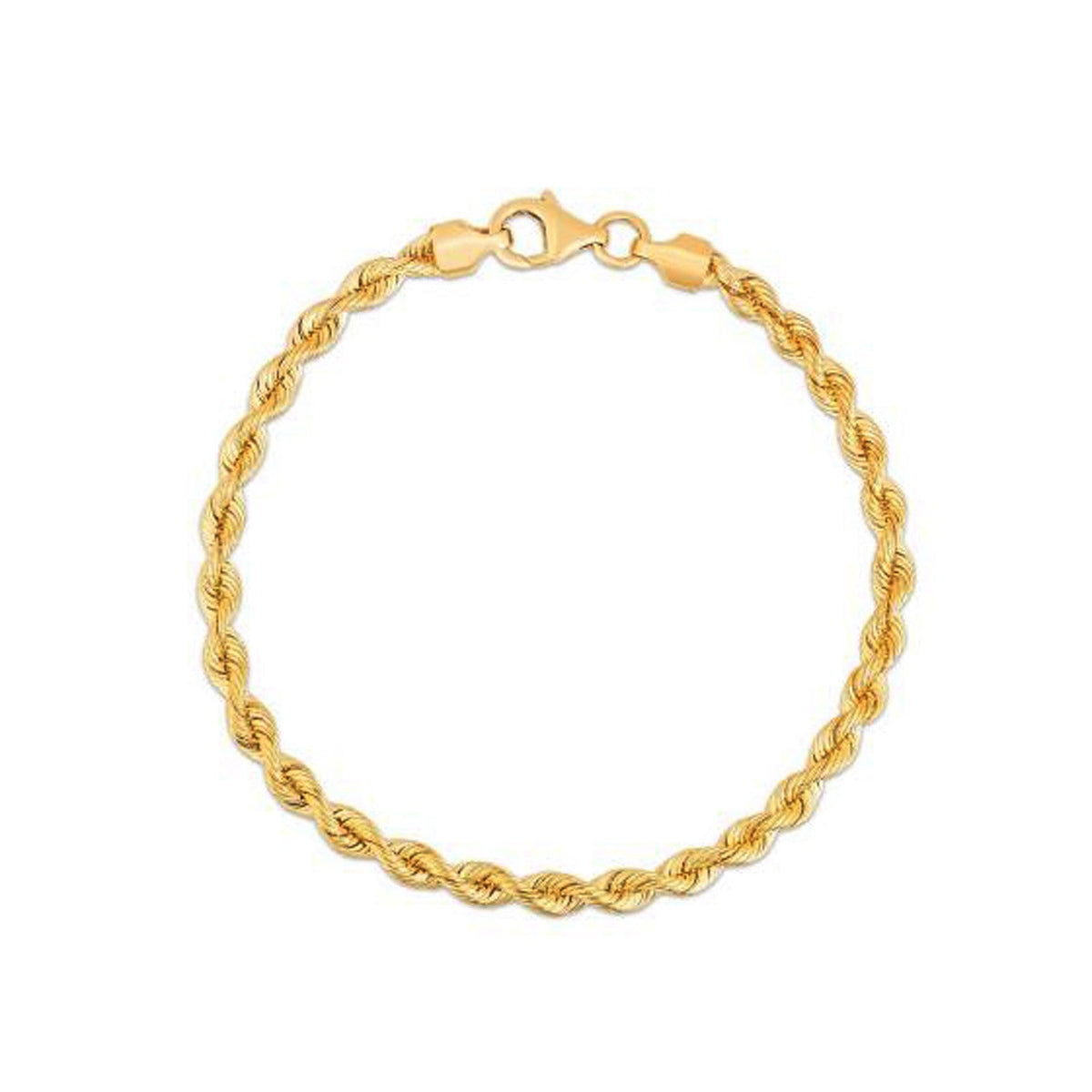 Silk Rope Chain Bracelet in 14k Yellow Gold (3.70 mm) - LinkagejewelrydesignLinkagejewelrydesign