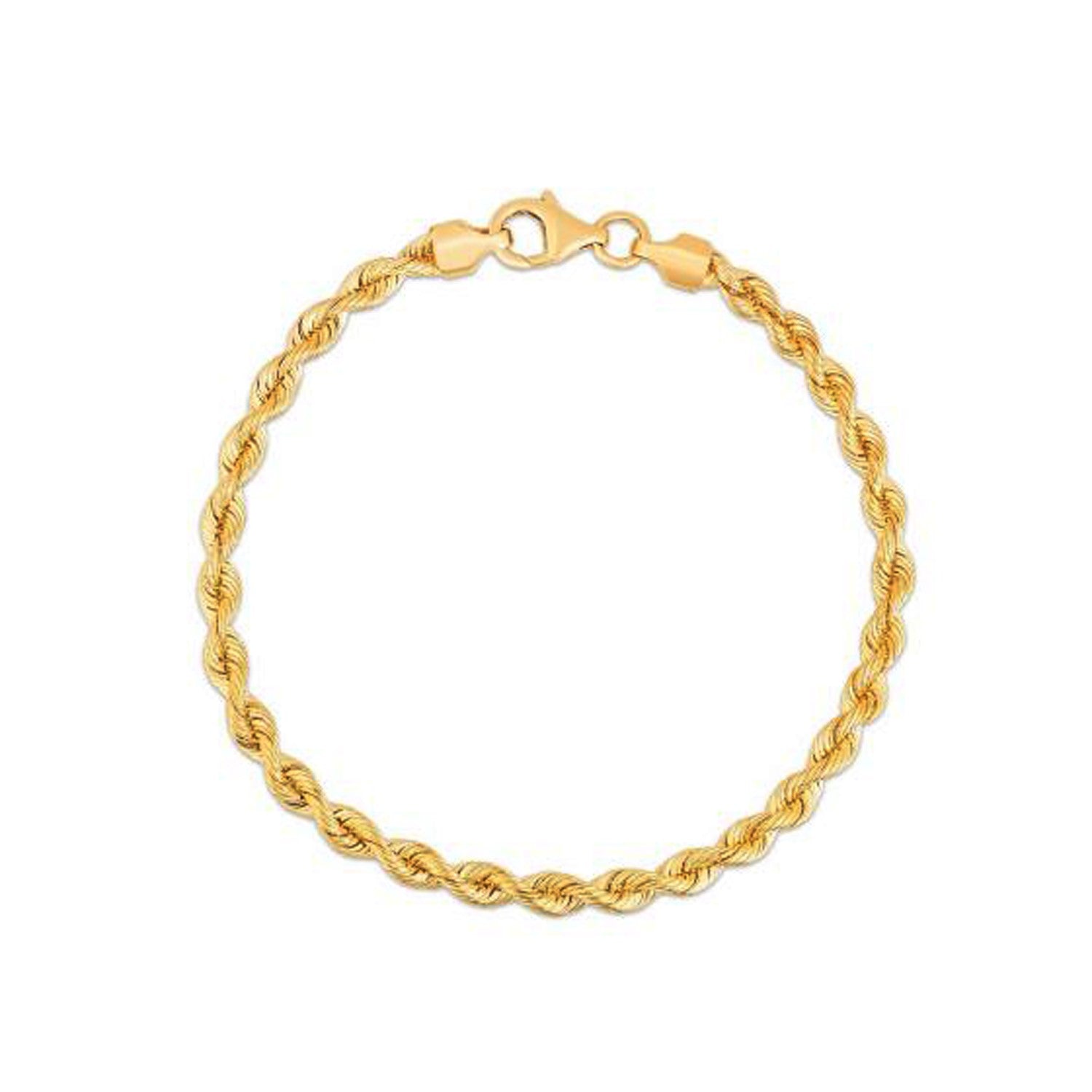 Silk Rope Chain Bracelet in 14k Yellow Gold (3.70 mm) - LinkagejewelrydesignLinkagejewelrydesign